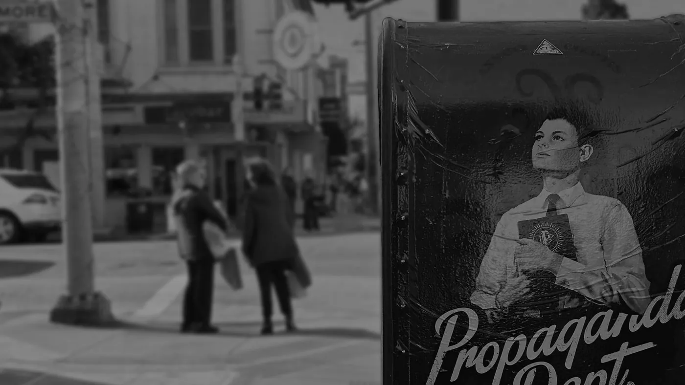 Propaganda Department: In the Sign of the Octopus poster pasted on a San Francisco street