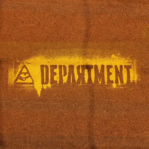 Propaganda Department: DEPARTMENT stencil sprayed in yellow on fabric