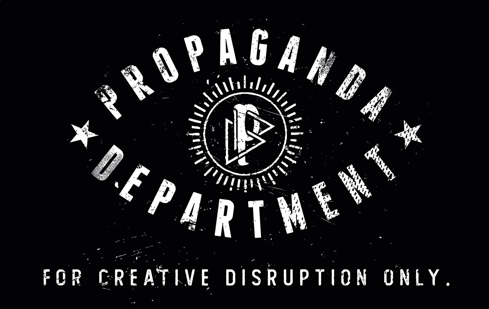 Propaganda Department: For creative disruption only: Propaganda Department seal in white on black