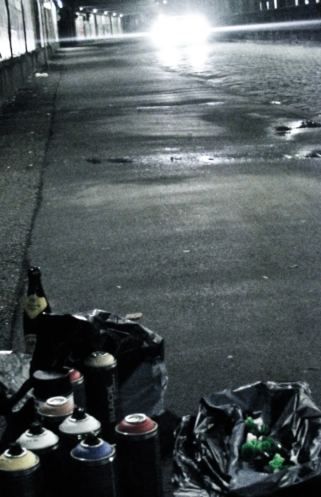Propaganda Department: Spray cans in the empty underpass at night