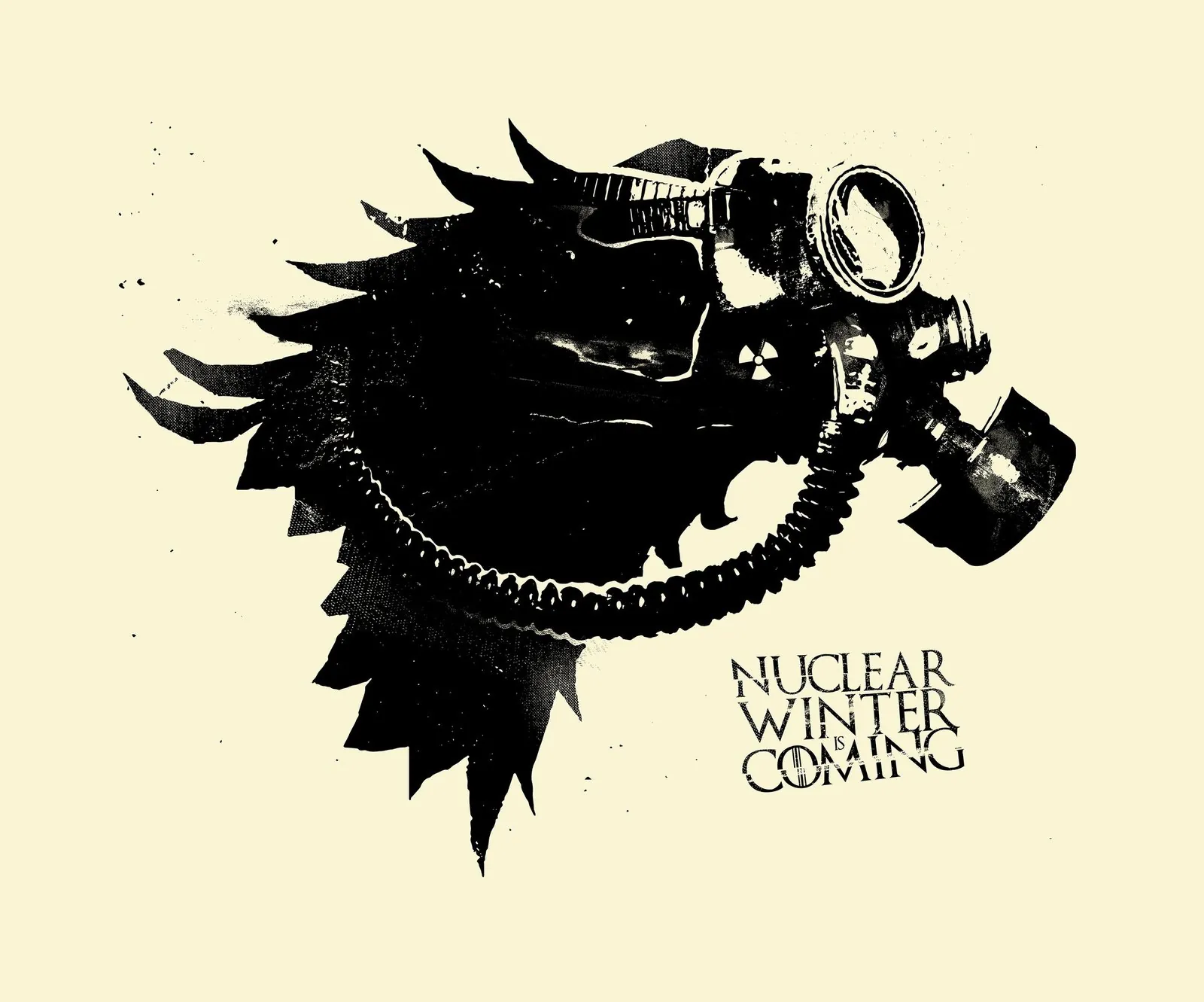 game of thrones logo wearing gas mask, nuclear winter is coming