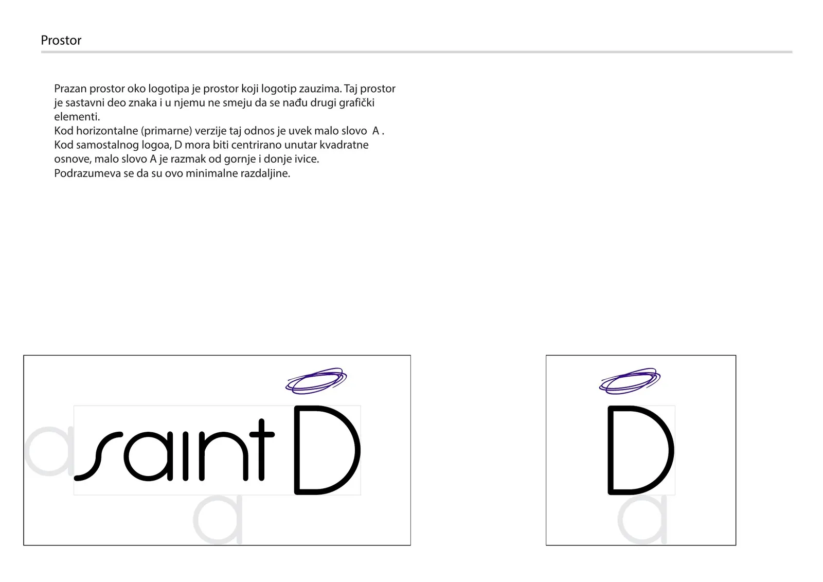 SaintD: Brand standards page: clear space around the logo