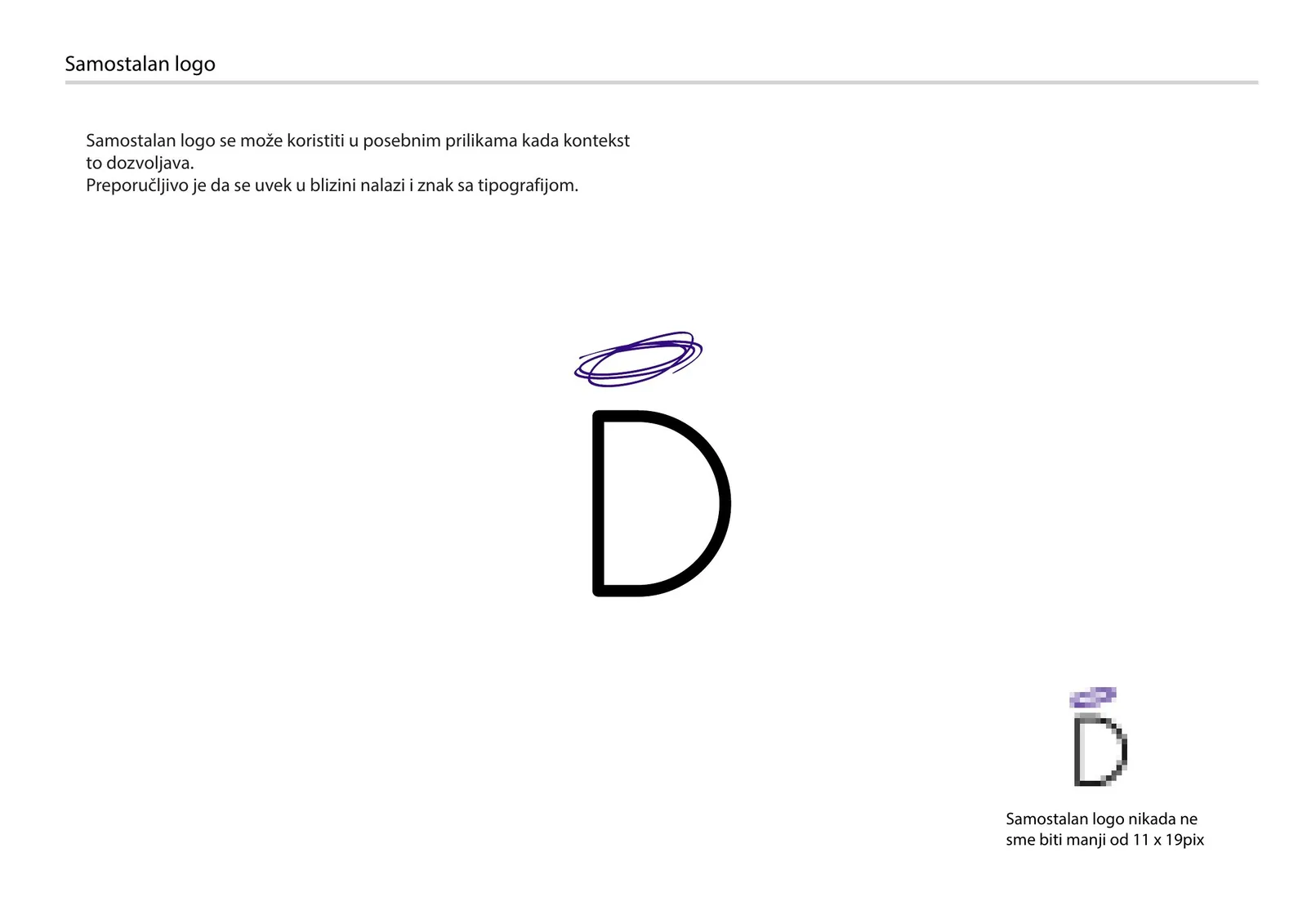 SaintD: Brand standards page: the D symbol used on its own