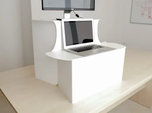 Standify: Desk with a laptop and monitor, studio shot