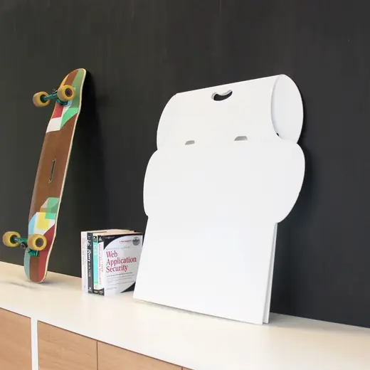 Standify: Folded desk with a longboard, square crop