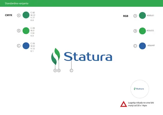 Statura: Graphic standards manual: colour values for the standard logo