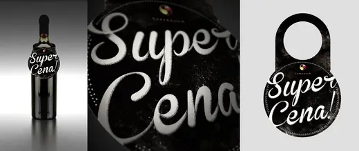 Supernova: Super Cena on the bottle and the neck tag