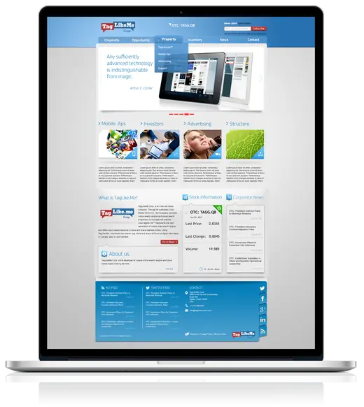 TagLike Me: TagLike.me home page on a laptop