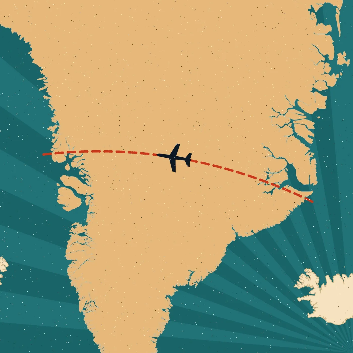 Route map: the flight path across Greenland