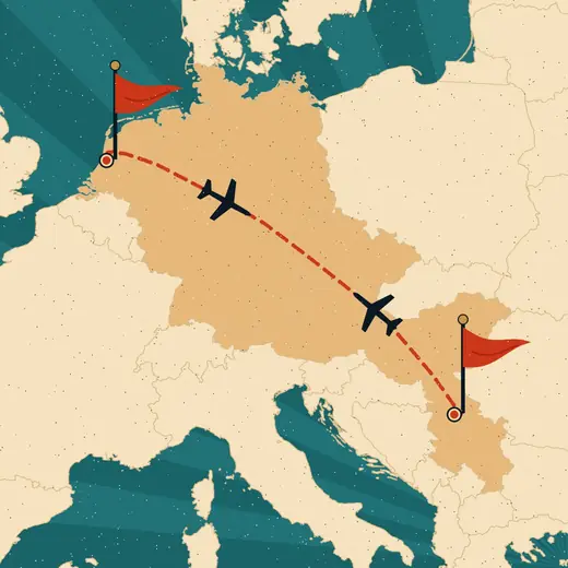 Route map: Belgrade to Amsterdam