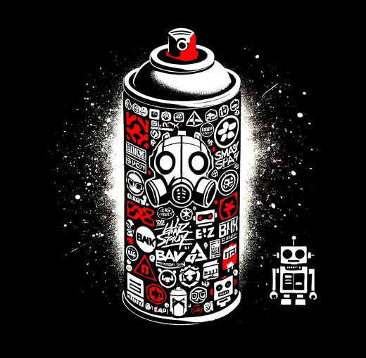 ToySkull: Spray can covered in stickers