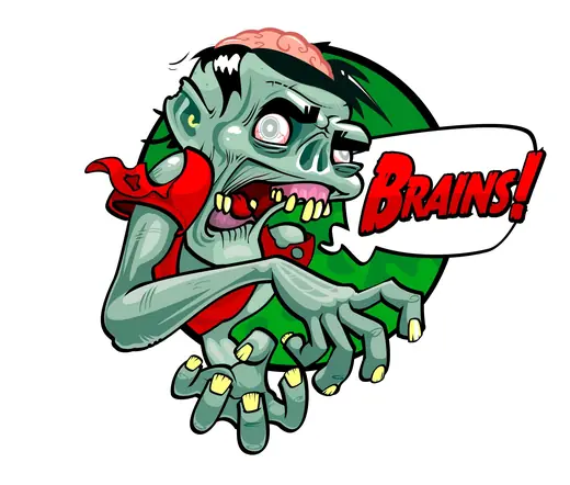 ToySkull: Brains, zombie sticker design