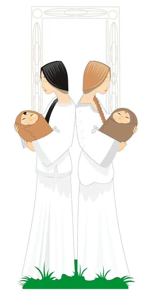 Trešnja u cvetu: Two sisters-in-law in white, folk poem