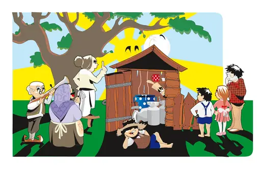 Trešnja u cvetu: Village scene for a riddle story