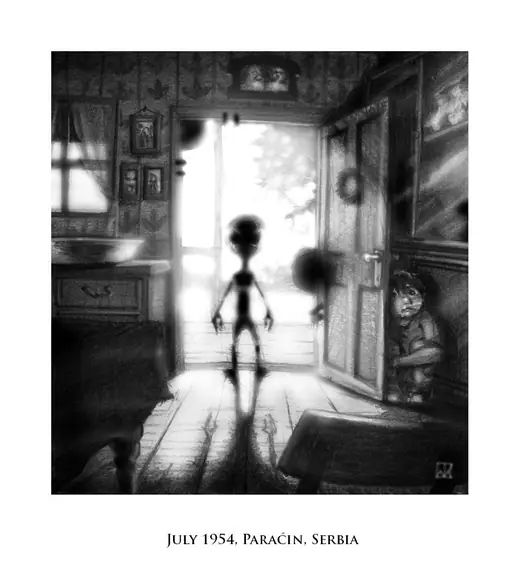UFOSerbia: Paracin 1954 UFO scene illustration