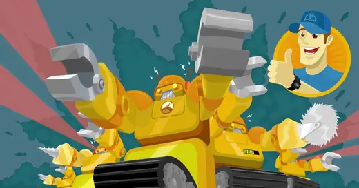 Vivify Academy: Robot rampage illustration for the academy ad