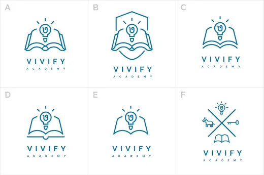 Vivify Academy: Second logo exploration sheet