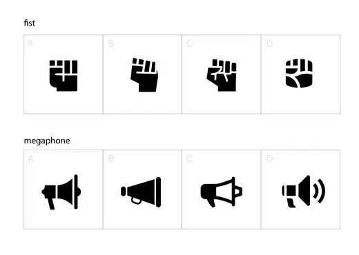 Vivify Academy: Fist and megaphone icon sketches