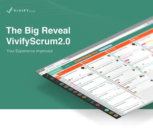 VivifyScrum: The Big Reveal: VivifyScrum 2.0 launch graphic