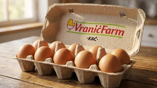 Vranić Farm: the logo on an egg carton