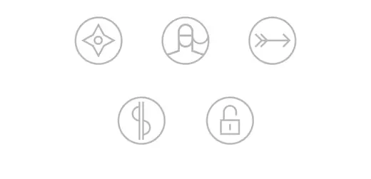 VivifyScrum EDU line icons for a compass, user, arrow, dollar and padlock