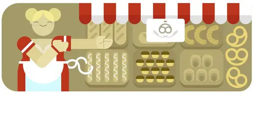 VivifyScrum EDU illustration of a baker behind a counter of bread and pastries